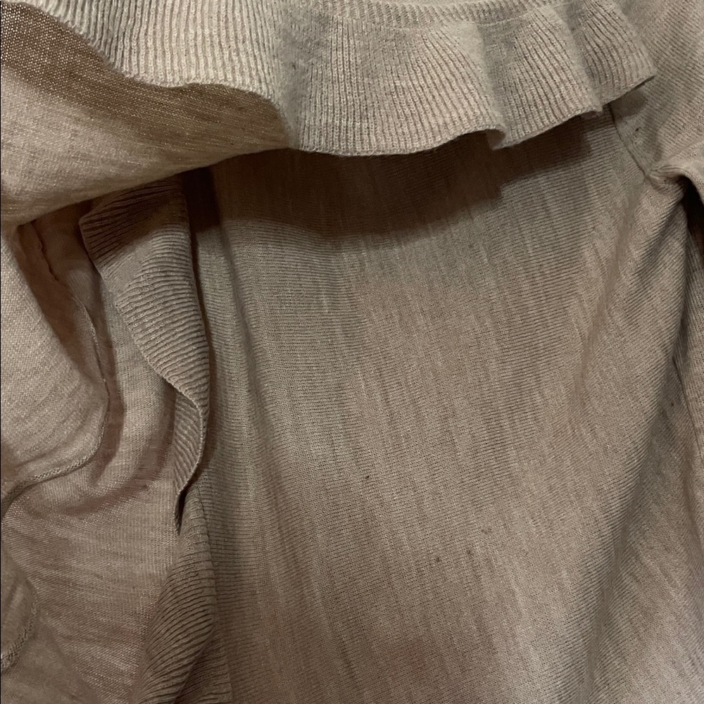BRIGGS|Light Taupe Ruffle Shawl Sweater with Buckle Detail|Small|EUC - Picture 8 of 13